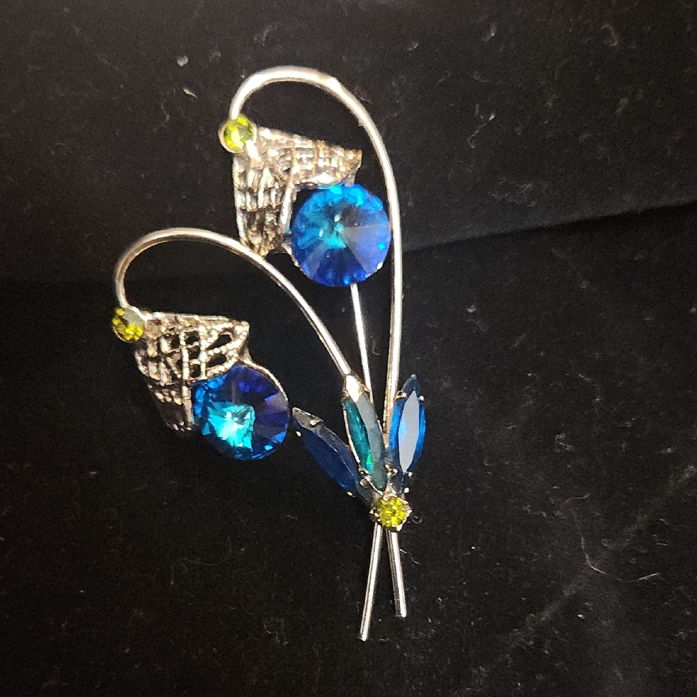 Juliana Margarita Rivoli Blue Glass‎ Brooch
